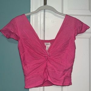 Hot pink twist knot crop top, SIZE SMALL